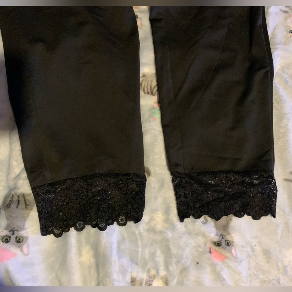 SHEIN 4X lace elastic high waisted Black Leggings with lace bottoms nwot - Picture 7 of 7